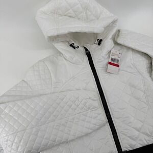 Michael Kors White Quilted Hooded Belted Puffer Coat Jacket XS NWT READ